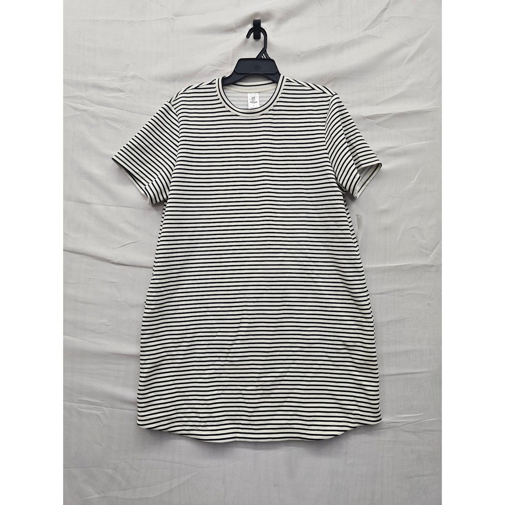 Member's Mark Womens Sandwash Striped T-Shirt Dress Black Modal Blend Size XL